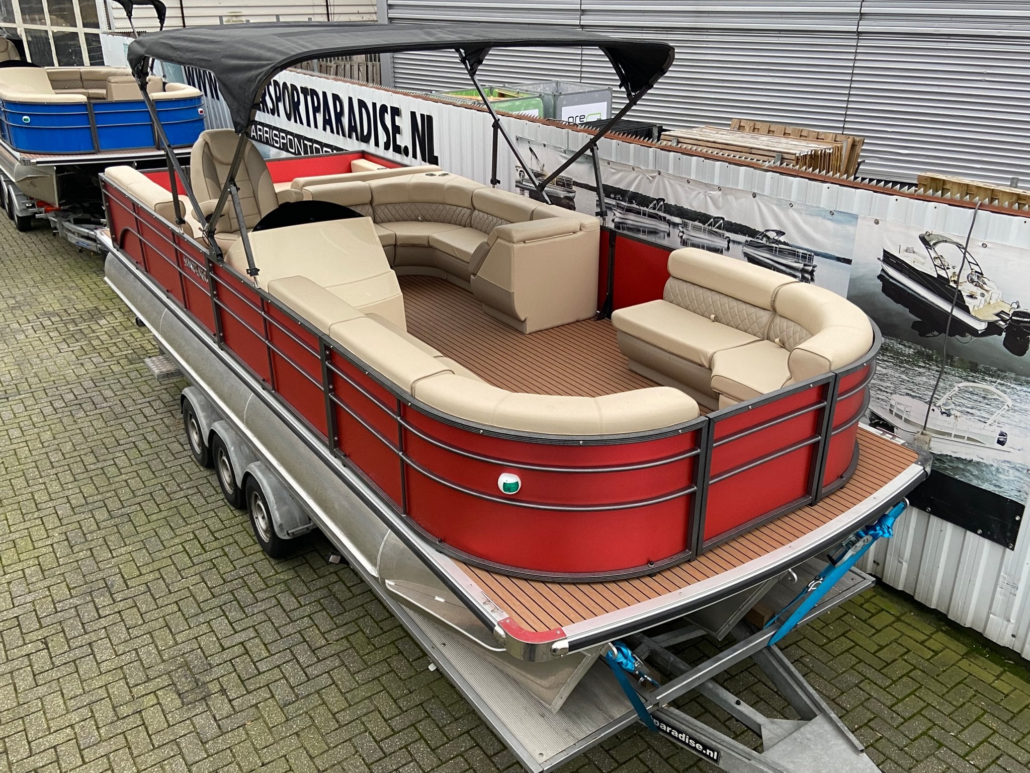 Pontoonboot 25FT 3-Tubes Red, Overige merken, Buitenboordmotor, Aluminium, Nieuw