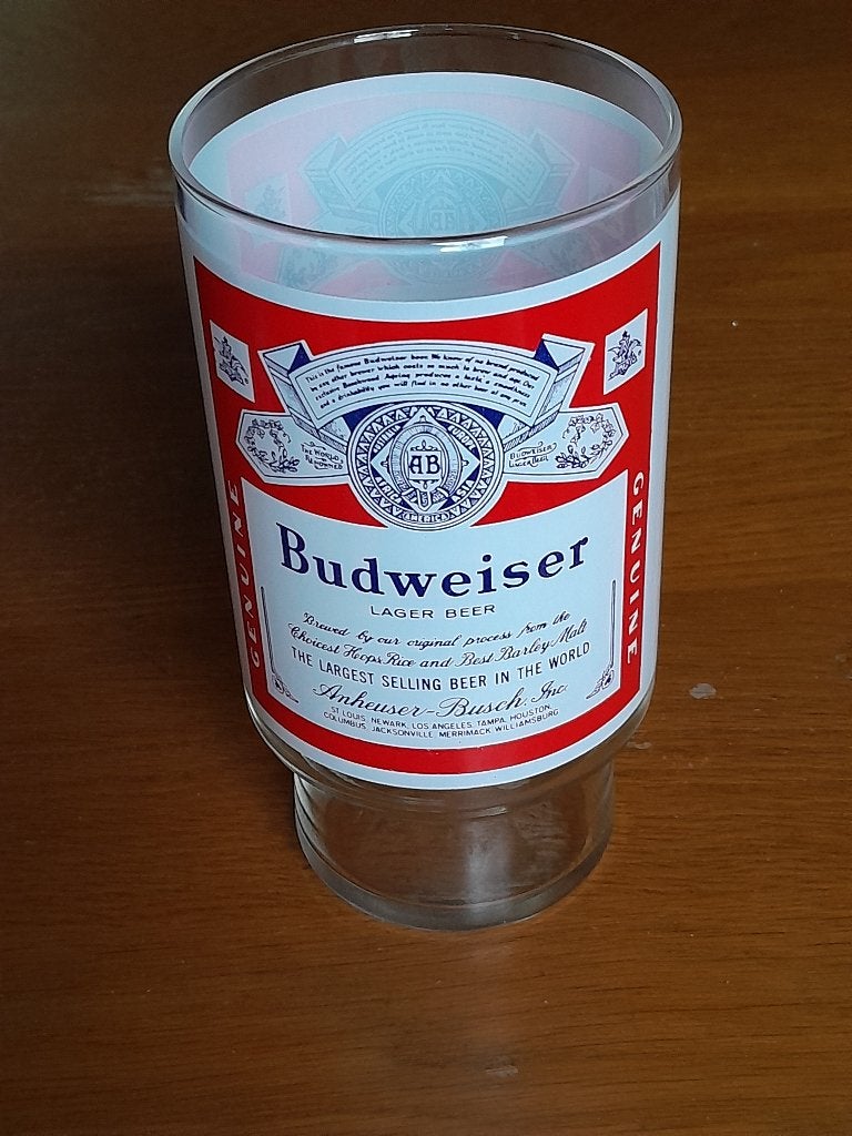 Budweiser glas XL zgan, Ophalen of Verzenden, Zo goed als nieuw, Bierglas