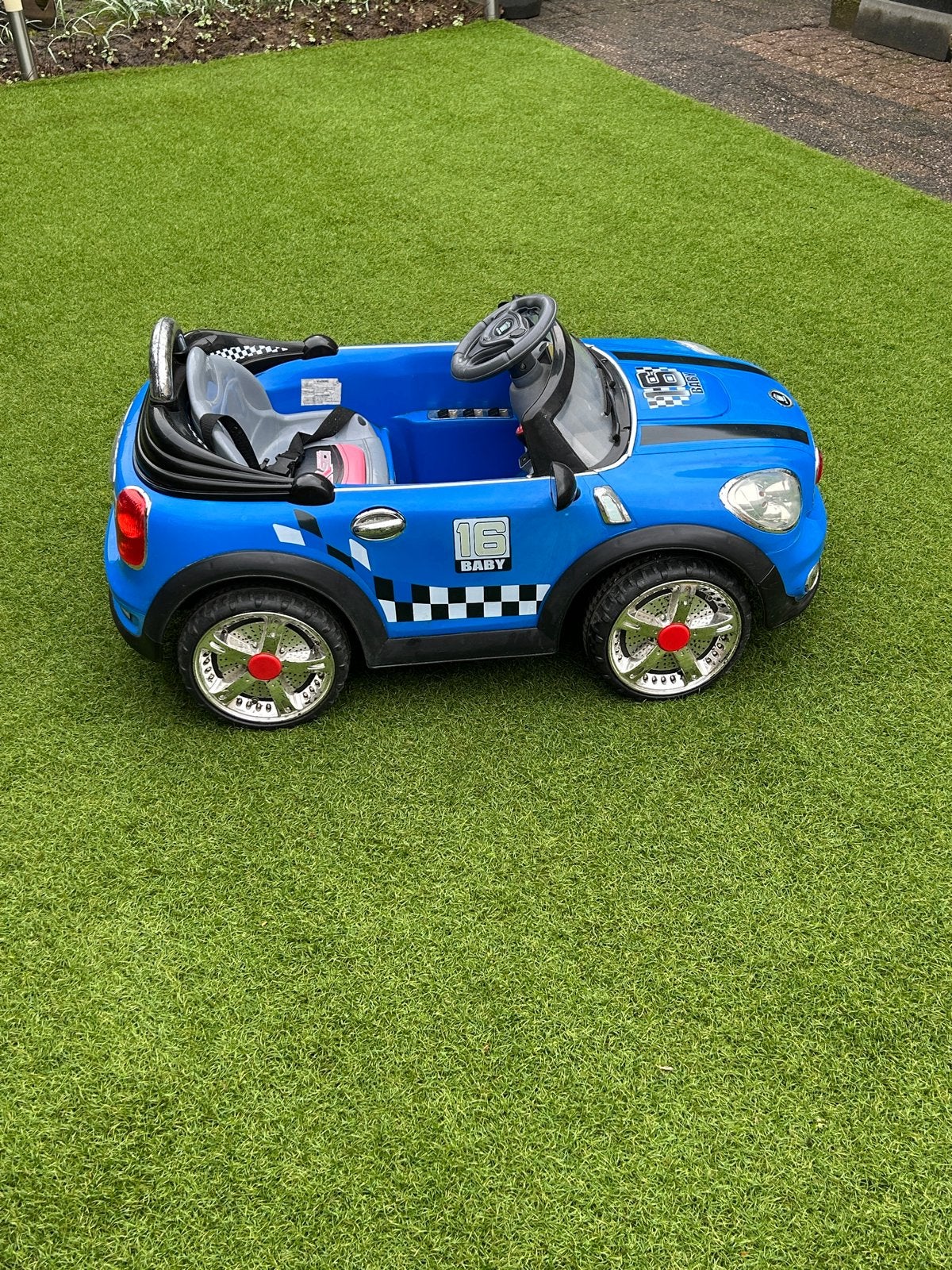 Blauwe Mini Cooper elektrische kinderauto, Kinderen en Baby's, Ophalen, Gebruikt