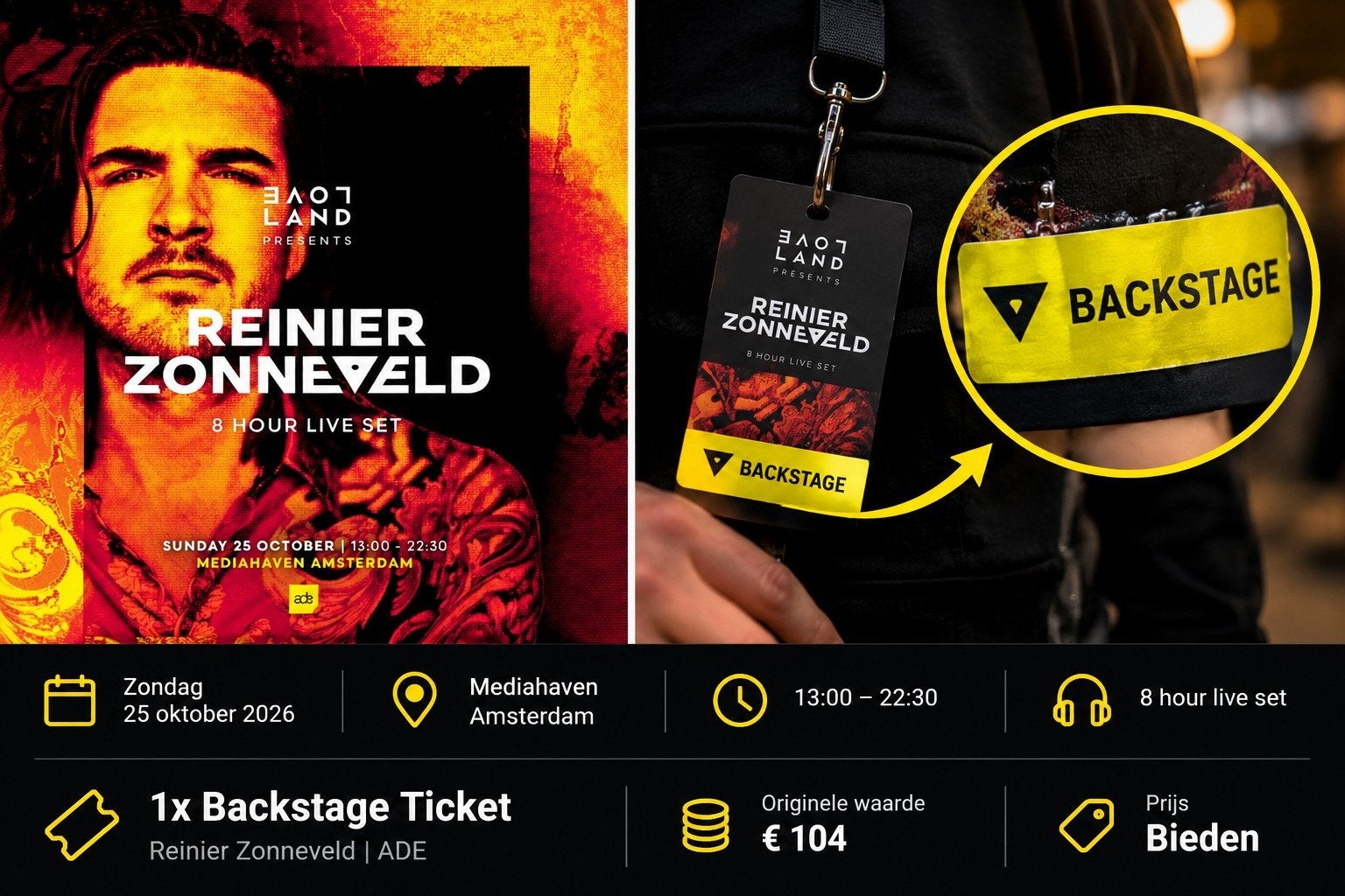 ADE / Reinier Zonneveld x Loveland / Backstage Ticket 1x, Eén persoon