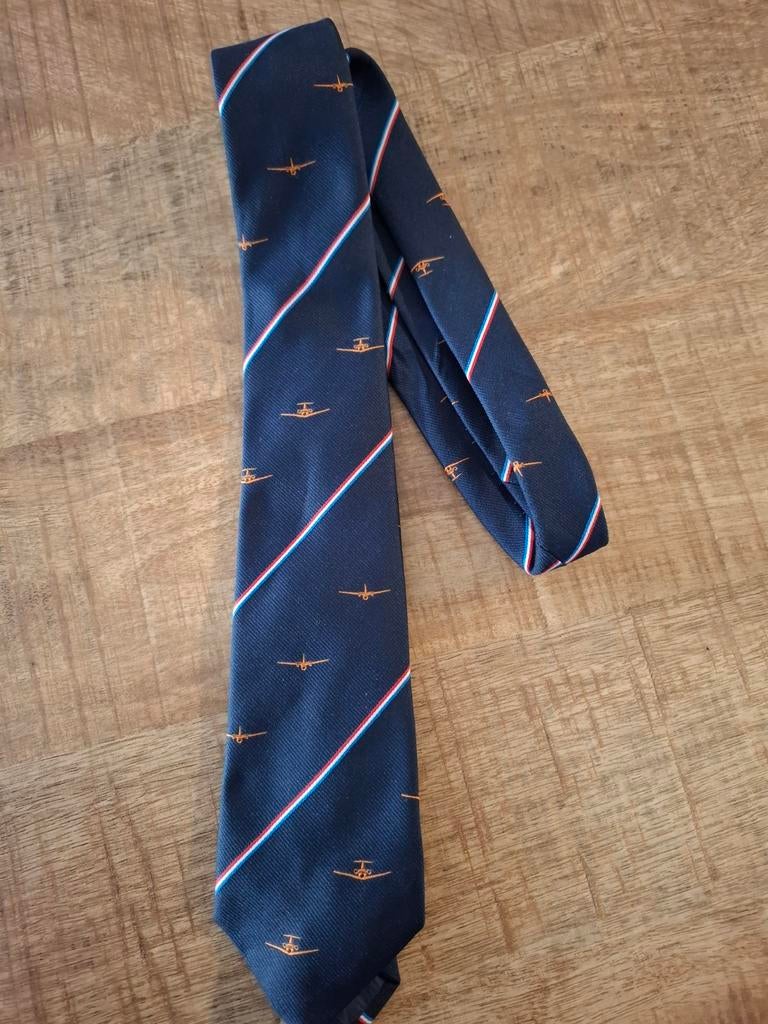 Unieke Fokker stropdas met vliegtuigjes patroon, Blauw, Fokker, Ophalen of Verzenden, Zo goed als nieuw