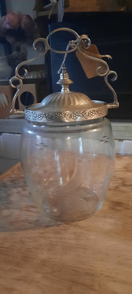 Antieke glazen koekpot, Ophalen of Verzenden
