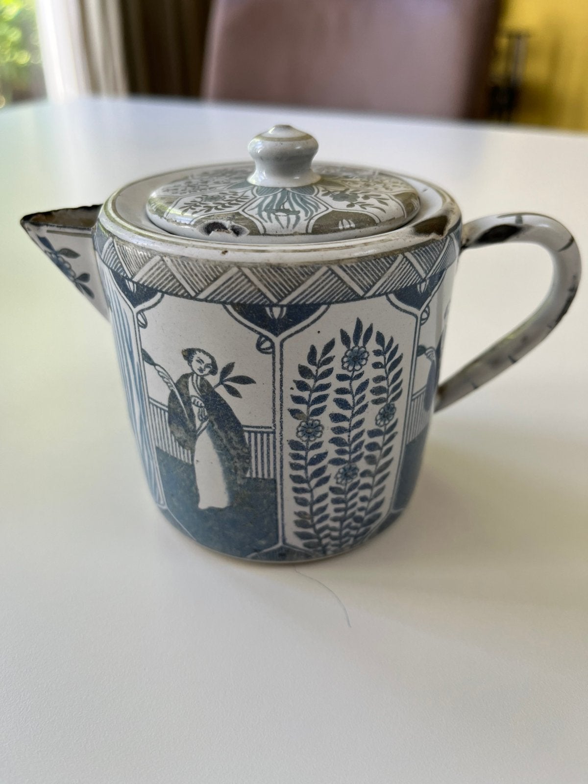 Emaille roomkannetje “lange lijs”, 19-20e eeuw., Ophalen of Verzenden