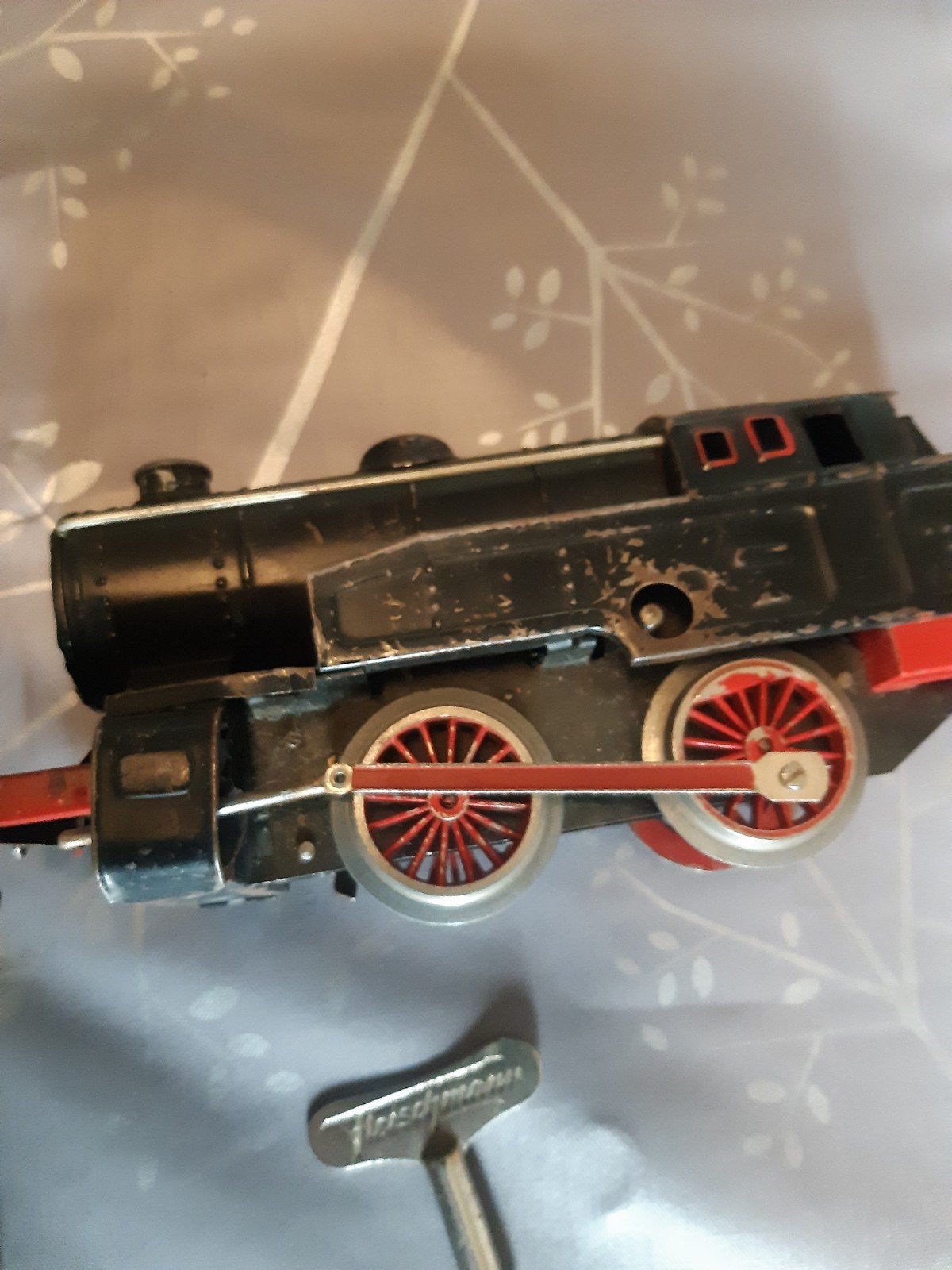 brocante blikken trein met rails e.d.rond 1950 Fleischmann, Ophalen of Verzenden, Gebruikt, Gelijkstroom, Fleischmann