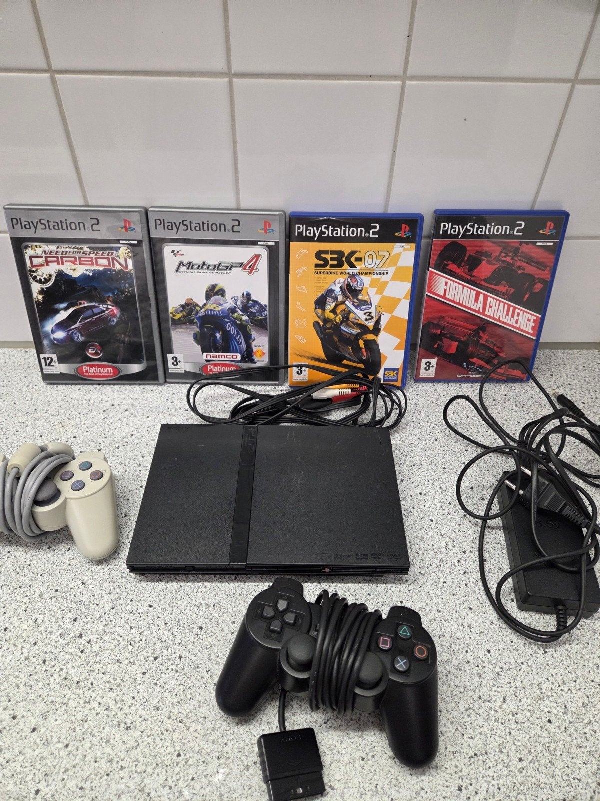 Sony playstation 2, Ophalen of Verzenden, Gebruikt, Zwart, Met 2 controllers