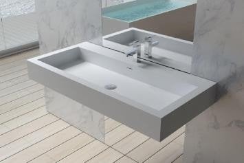 WF Quadra Solid Surface Wastafel 100 cm Nieuw -45% OFF!!!, Ophalen, Nieuw, Rvs, Wastafel