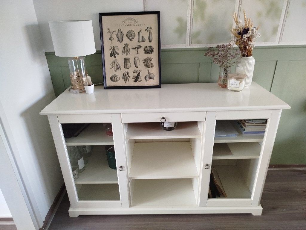 Witte dressoir (IKEA Liatorp), Ophalen, Gebruikt, 100 tot 150 cm, Met lade(s)