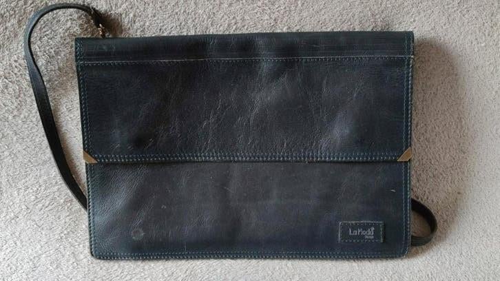 La Moda Design leren schoudertas, business tas - 35x25 cm, Ophalen of Verzenden, Zo goed als nieuw, Zwart