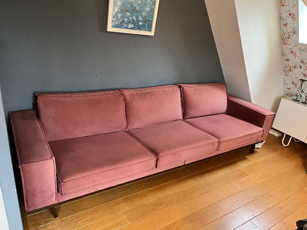NOUS living 4 zits bank Verona. Roze (velours), Ophalen, 75 tot 100 cm, Zo goed als nieuw, Rechte bank