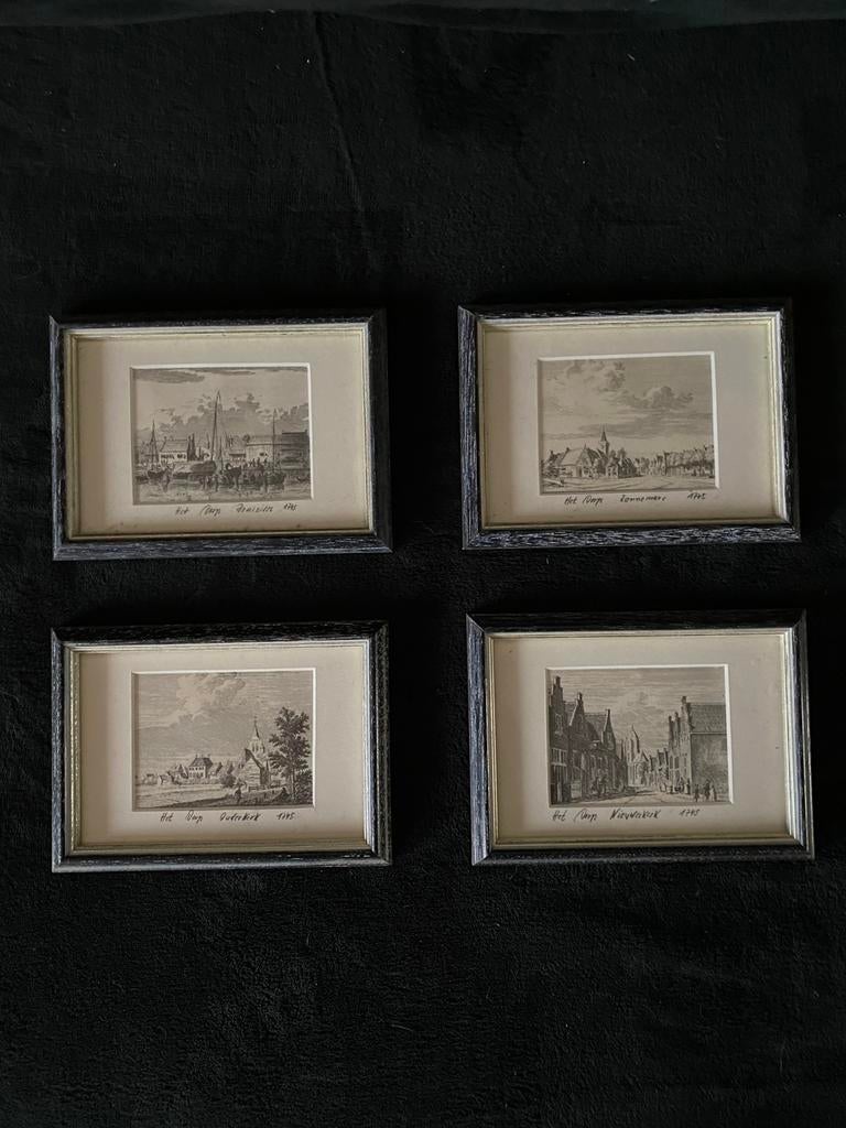Etsen/Gravures Zeeuwse dorpen Schouwen Duiveland 1745, Antiek en Kunst, Kunst | Etsen en Gravures, Ophalen
