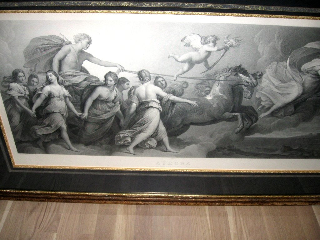 Groot Aurora Voorstelling in zwart wit  mooie lijst zie foto, Ophalen, Gebruikt, Overige typen, 100 tot 125 cm