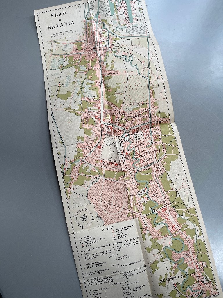 Plan of Batavia with map of Java (plattegrond Batavia) 19?, Gelezen, Overige gebieden, Ophalen of Verzenden, Landkaart