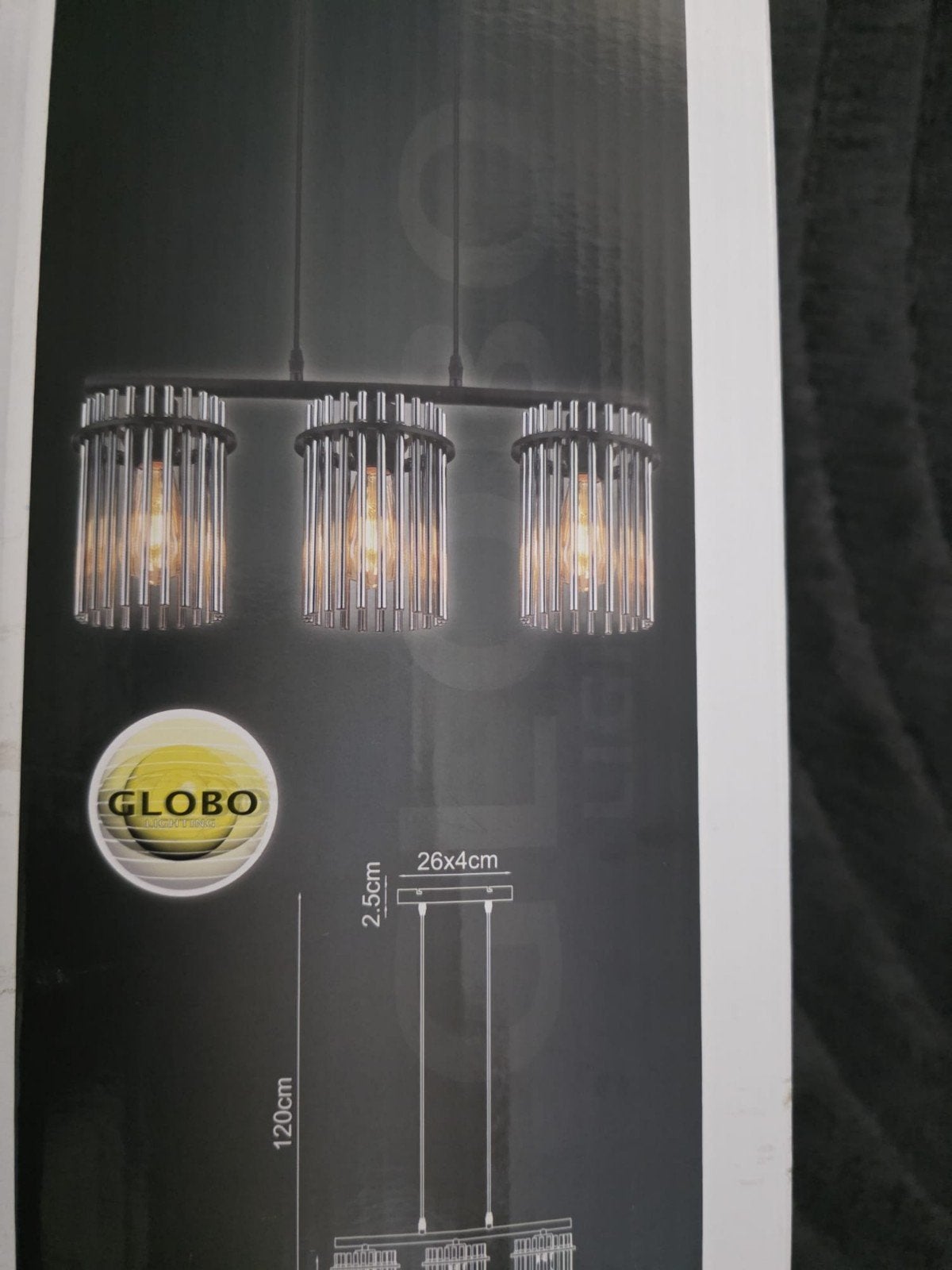 Globo Garley Hanglamp - Zwart Metaal, 3 L⁹ichten, Ophalen of Verzenden, Nieuw, Metaal