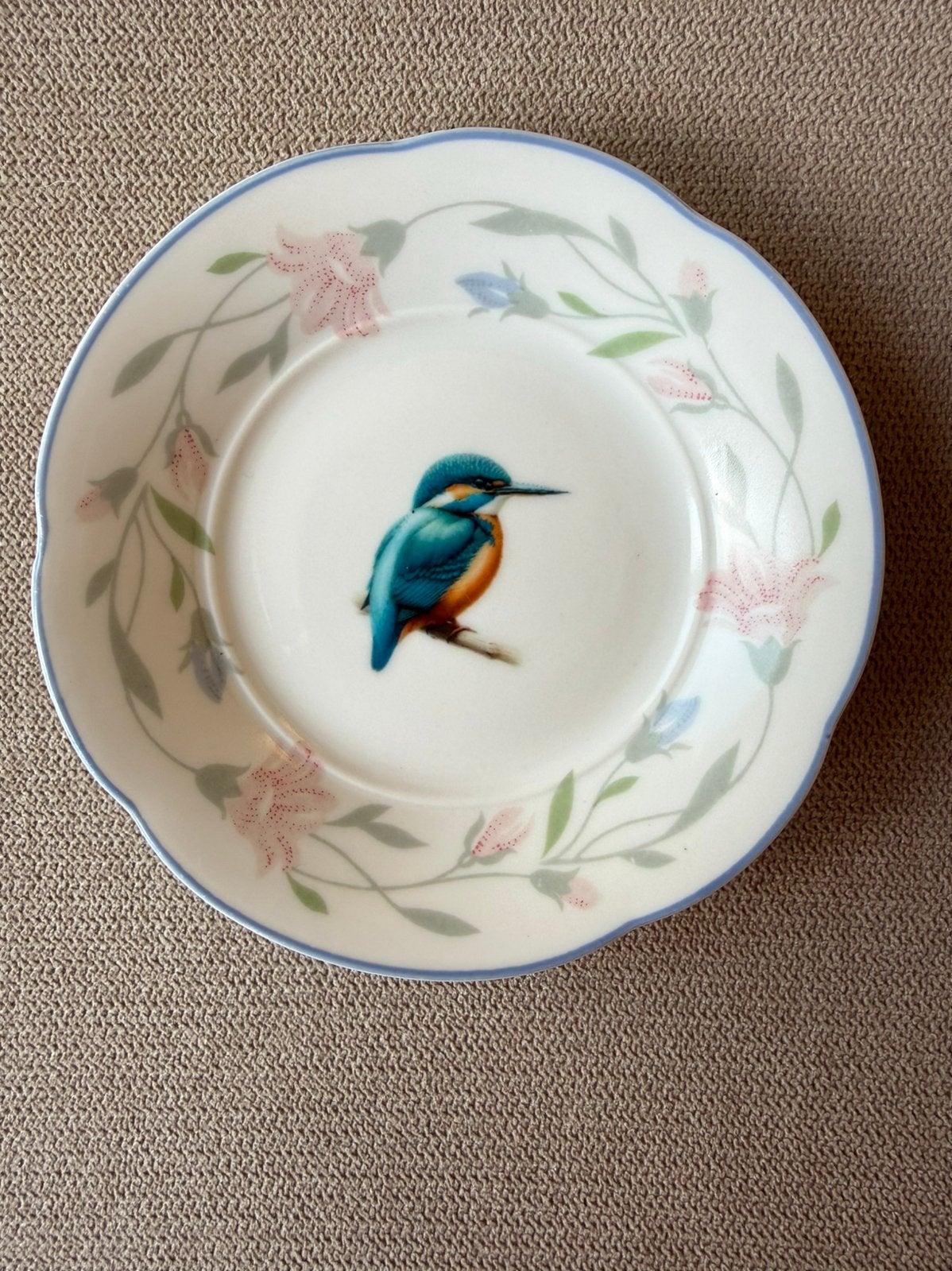 Vintage Colditz porseleinen bordje schaaltje ijsvogel op tak, Ophalen of Verzenden