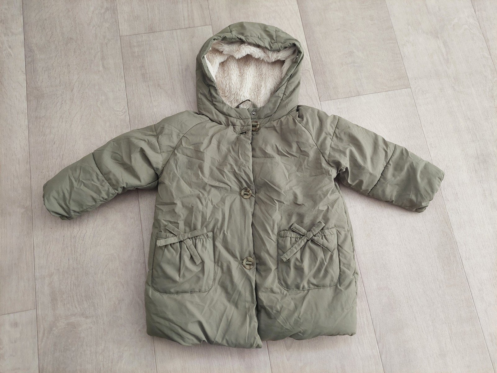 groene winterjas maat 92 meisje zara jas, Ophalen of Verzenden, Zo goed als nieuw, Meisje, Jas