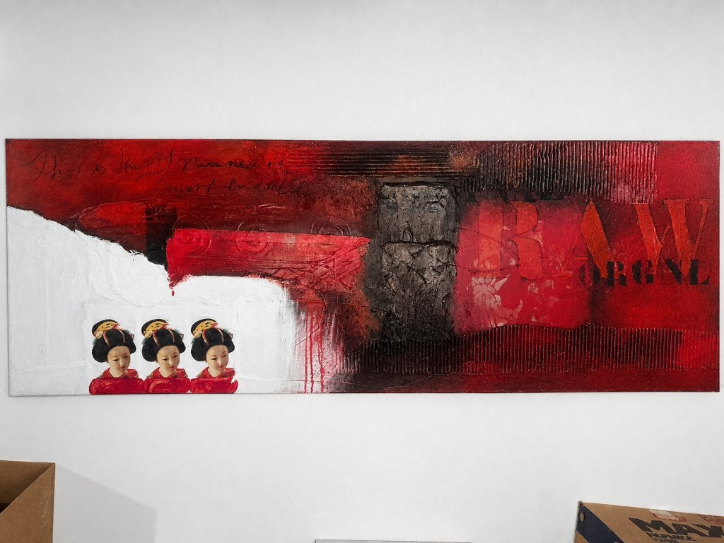 Uniek Handgeschilderd Schilderij op Canvas 170x60cm, Ophalen, 50 – 75, 125 cm of meer, Zo goed als nieuw