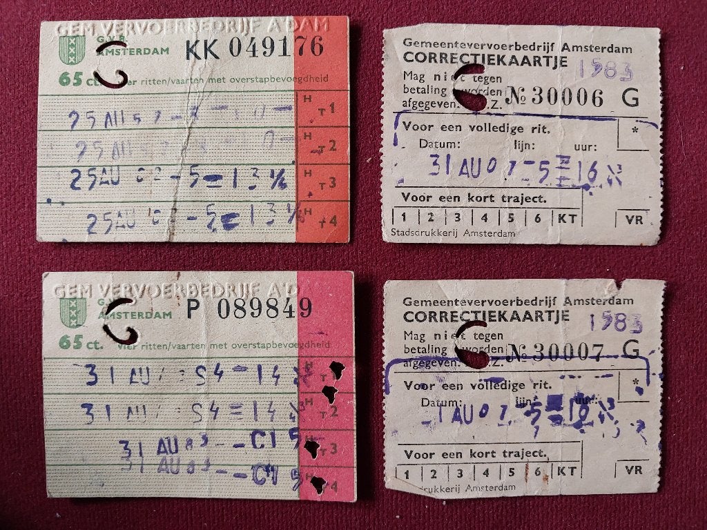 Vintage vervoerbewijsjes GVB Amsterdam., Ophalen of Verzenden, Gebruikt, Bus of Metro, Overige typen