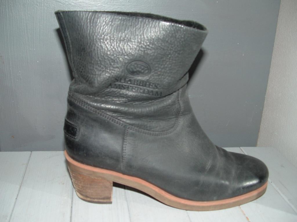 Shabbies Amsterdam zwart leren enkellaars boots maat 39, Shabbies Amsterdam, Zwart, Lage of Enkellaarzen, Ophalen of Verzenden