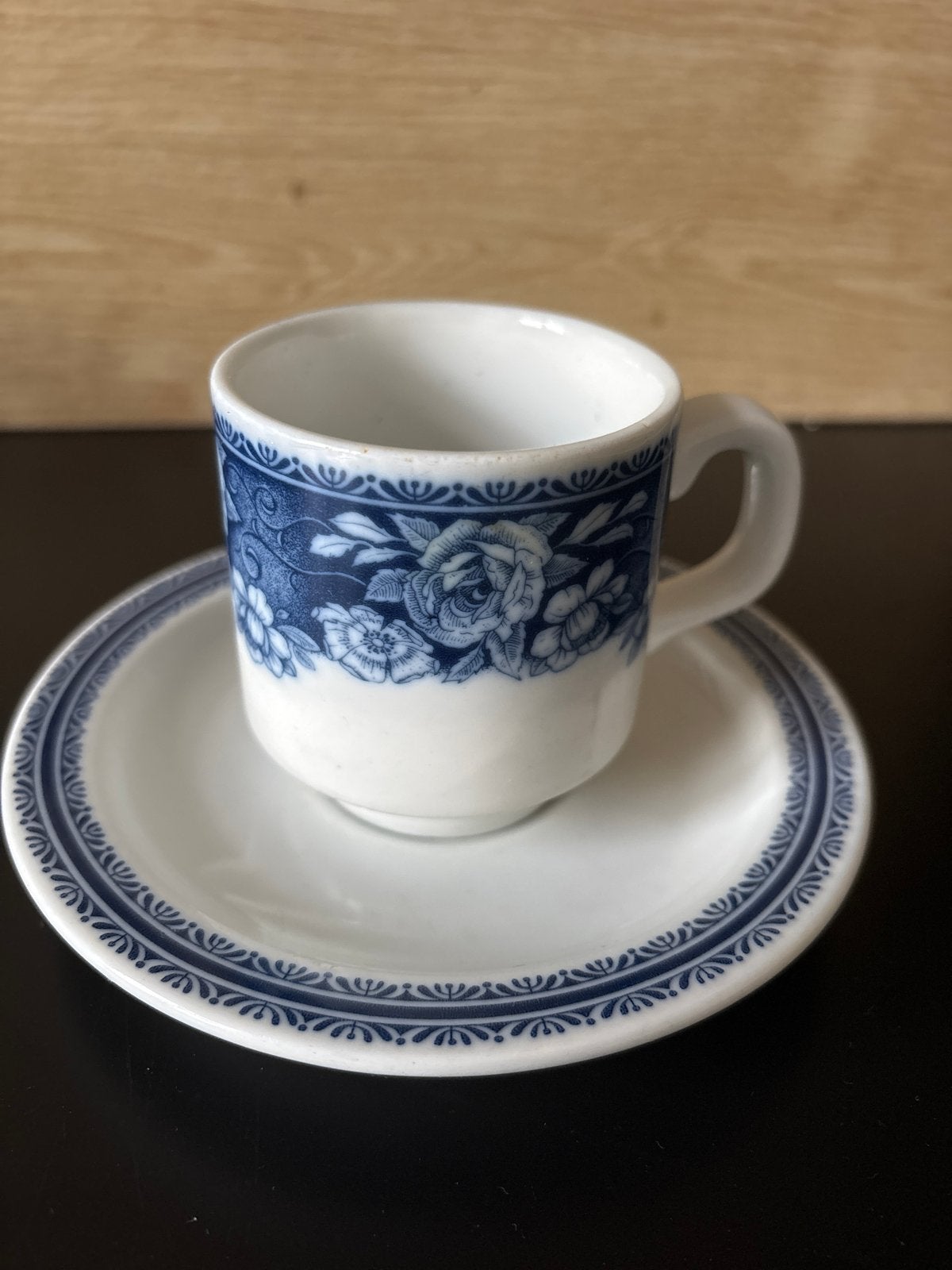Antieke Mosa Maastricht 74 Kop en Schotel - Blauw Bloemen, Antiek en Kunst, Ophalen of Verzenden