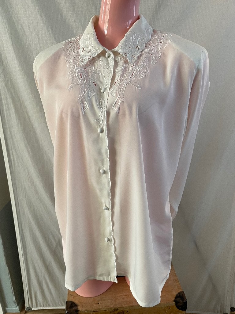 Hema witte blouse met geborduurde kraag. Maat 38/40, Maat 38/40 (M), Wit, Nieuw, Ophalen of Verzenden