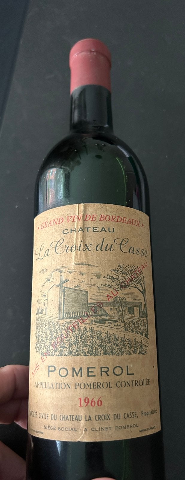 Château La Croix du Casse Pomerol 1966, Verzamelen, Frankrijk, Nieuw, Ophalen of Verzenden, Rode wijn