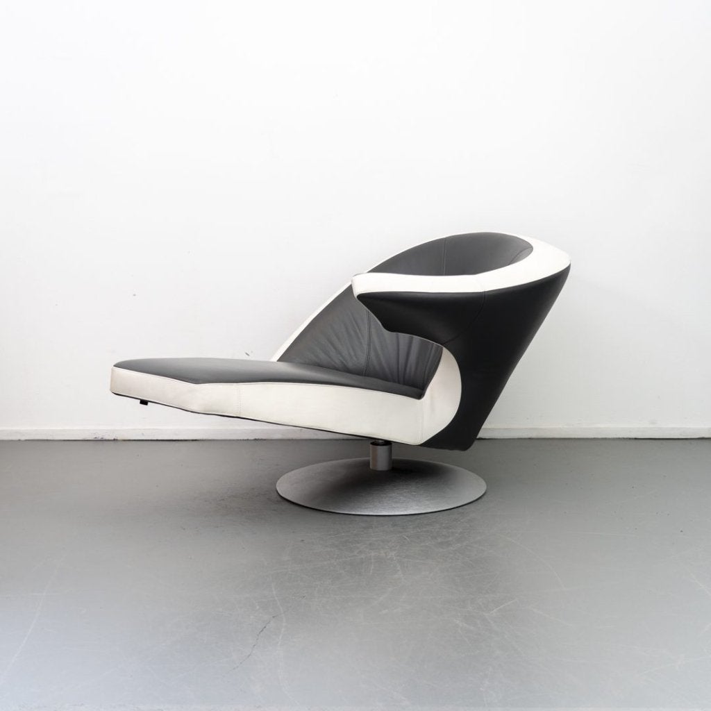 Leolux Parabolica Fauteuil Grijs/Wit Leer, Huis en Inrichting, Fauteuils, Niet ingevuld, Zo goed als nieuw, Niet ingevuld, Niet ingevuld