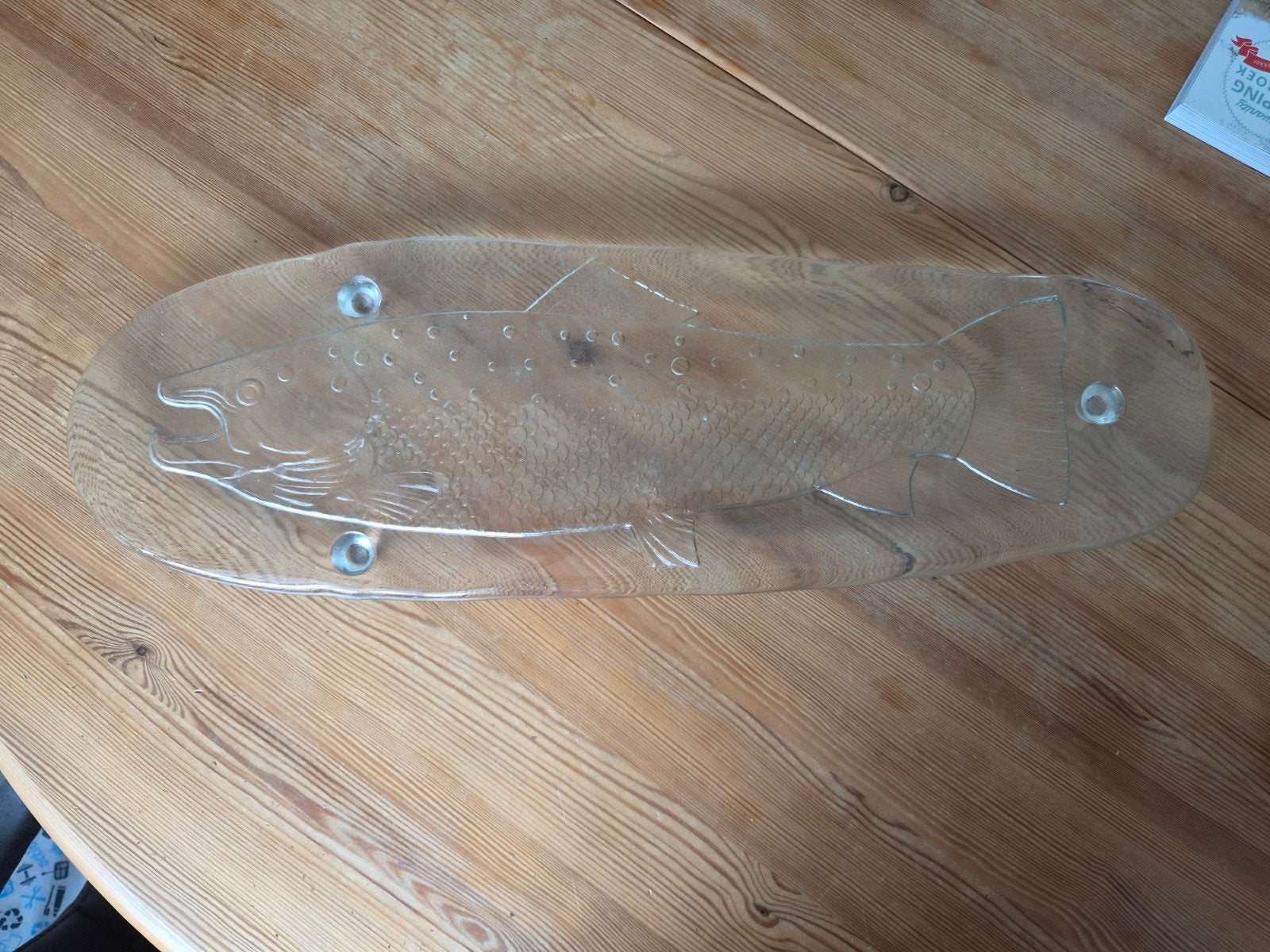 Grote glazen vis serveerschaal uit de jaren '70, Antiek en Kunst, Ophalen of Verzenden