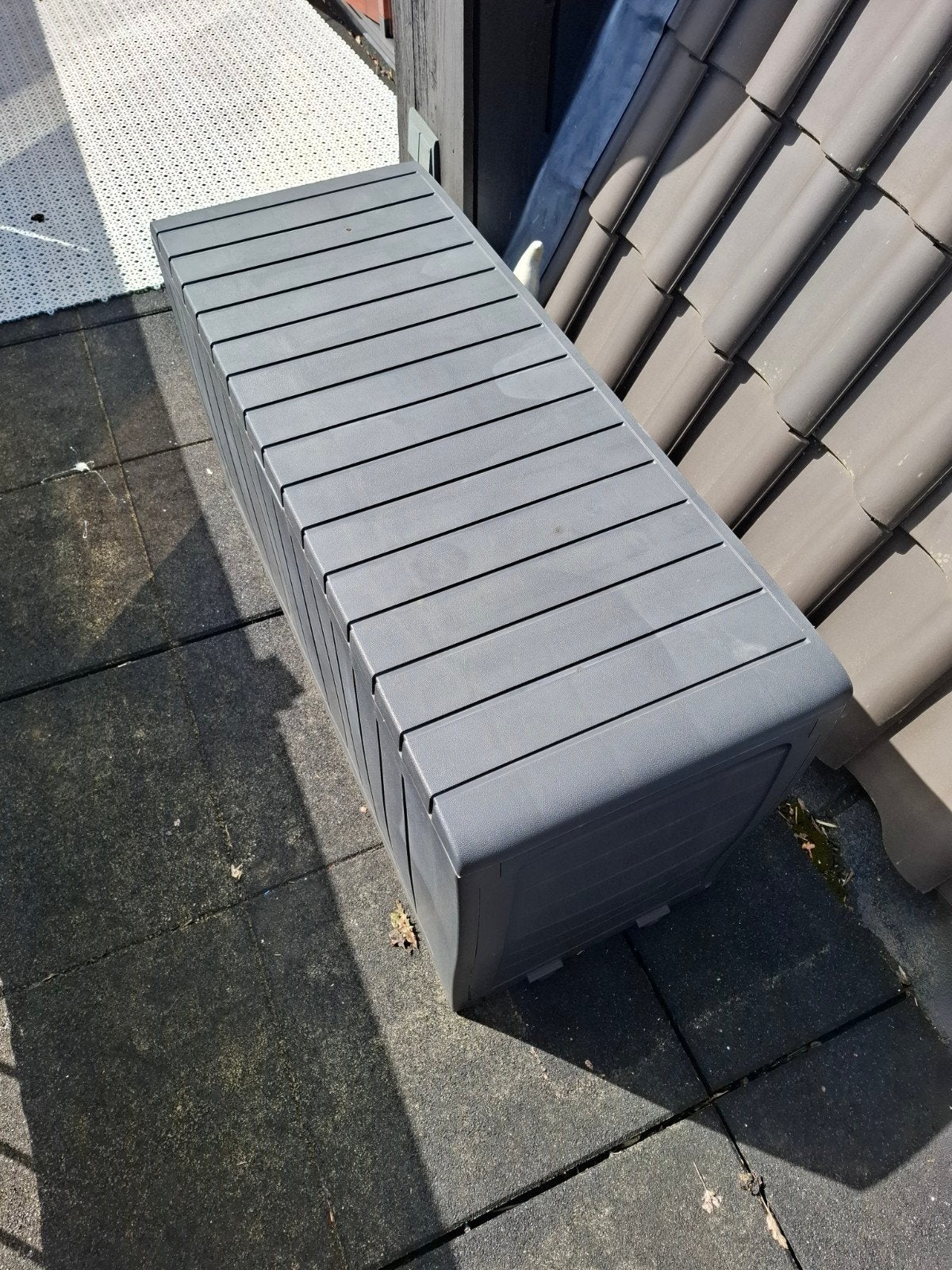 Opbergbak balkon/tuin. Grijs., Tuin en Terras, Tuinmeubel-accessoires, Ophalen