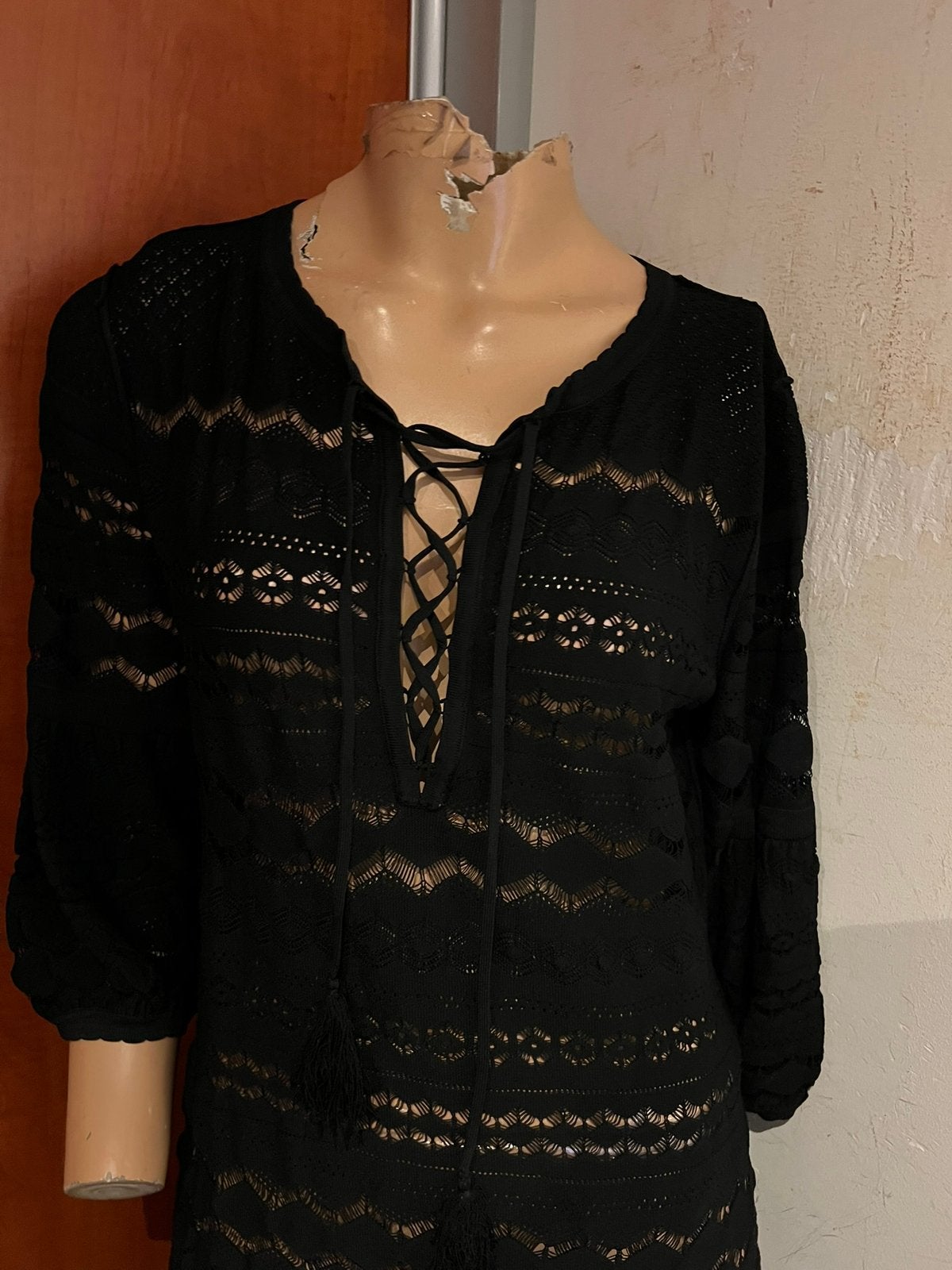 TWINSET Zwart gehaakte jurk maat M zgan, Maat 38/40 (M), Twinset, G, Zwart