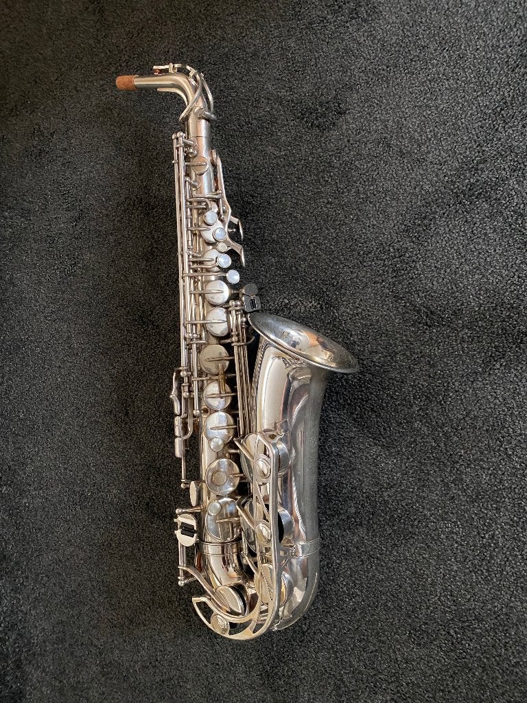 Verzilverde Altsaxophoon Yahama YAS 21S, Ophalen of Verzenden, Gebruikt, Alt, Met koffer