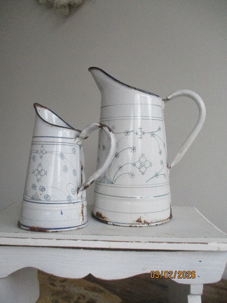 emaille brocante kannetjes / kan  Saks, Antiek en Kunst, Antiek | Emaille, Ophalen of Verzenden
