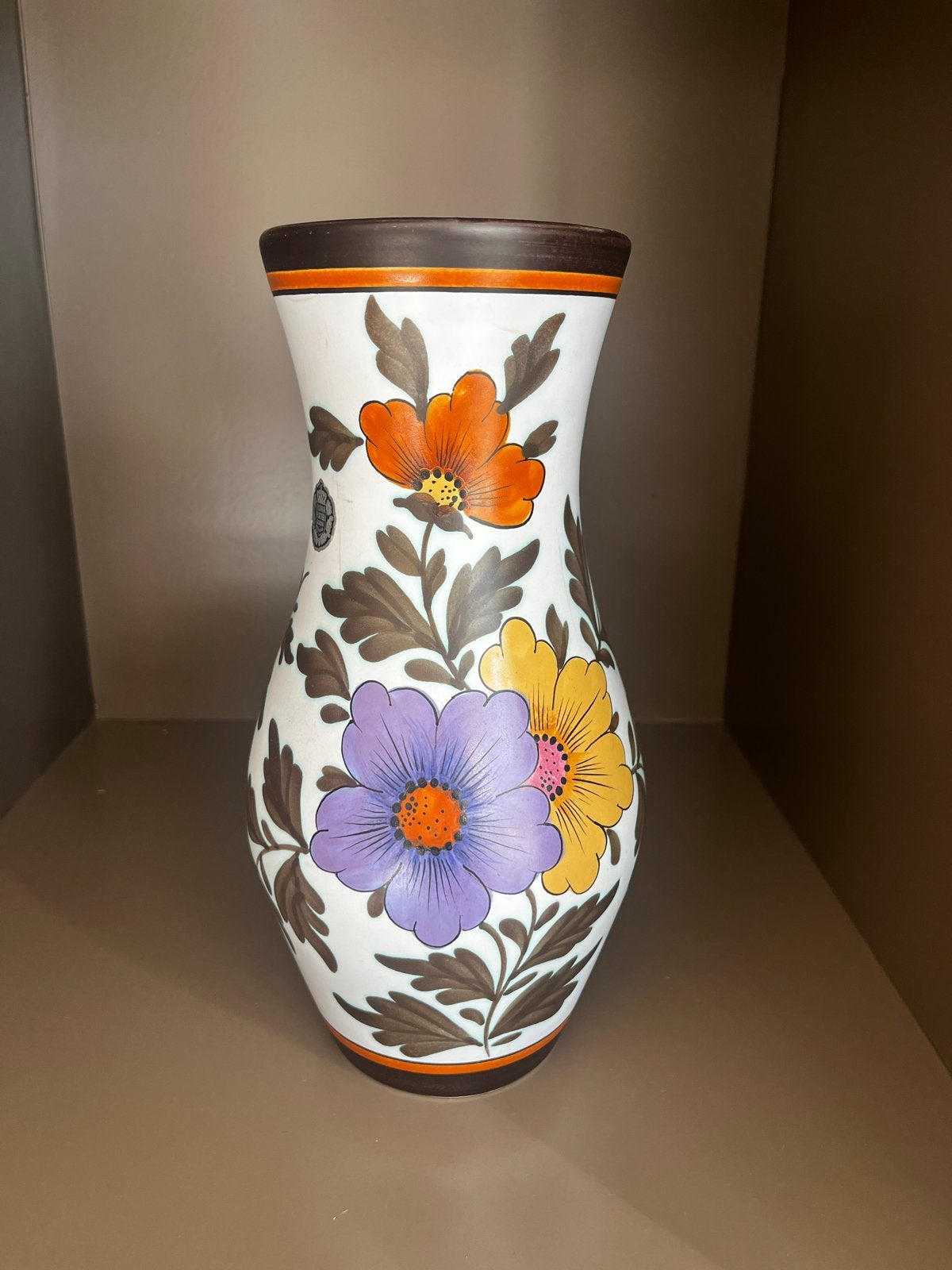 Flora Gouda Holland Vaas - Handgeschilderd Plateel, Ophalen