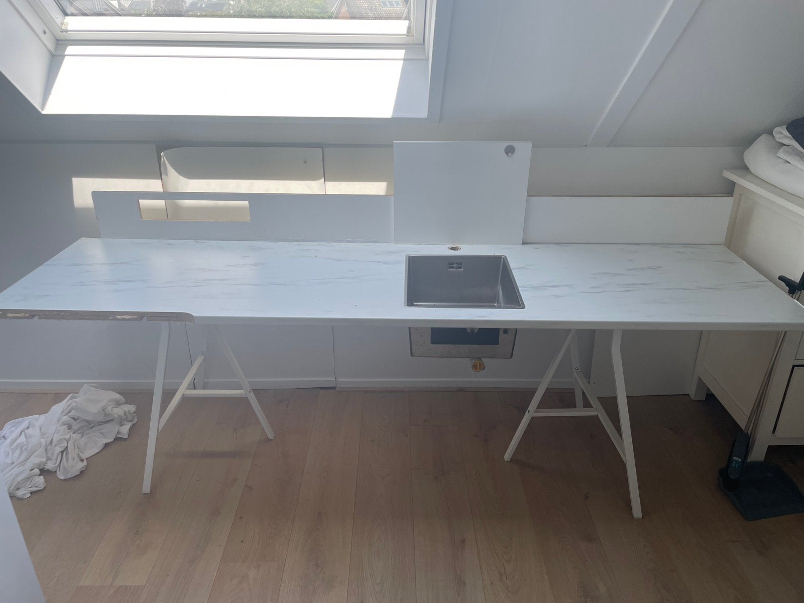 Aanrechtblad (ikea) met spoelbak, Ophalen, Zo goed als nieuw, 200 cm of meer, Minder dan 100 cm