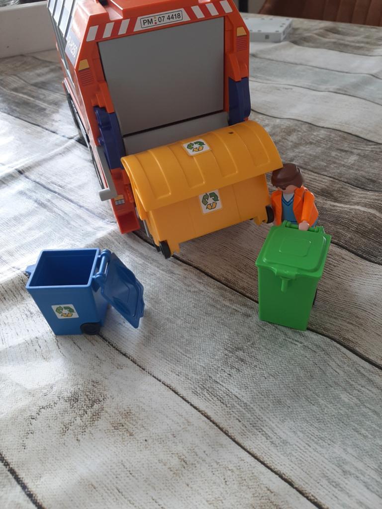 Playmobil vuilniswagen met poppetje en containers, Kinderen en Baby's, Speelgoed | Playmobil, Ophalen of Verzenden, Gebruikt, Complete set