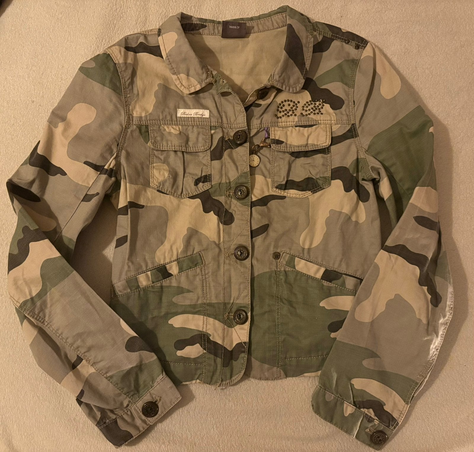 Kort stoer jasje, camouflage print, 134/140, Baker Bridge, Ophalen of Verzenden, Zo goed als nieuw, Meisje, Overige typen