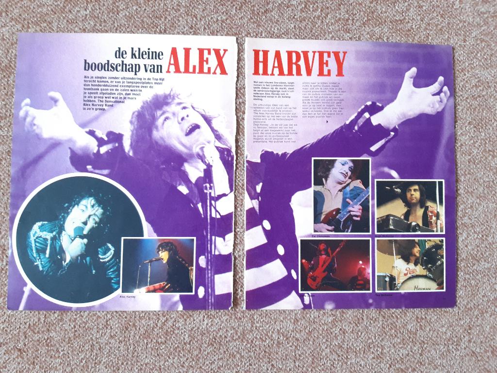 Knipsels Cuttings Alex Harvey Muziek Expres November 1975, Ophalen of Verzenden, 1960 tot 1980, Nederland, Knipsel(s)