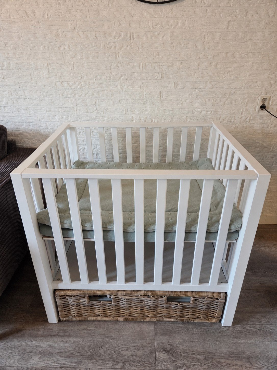 Babybox met lade, incl matras + kleed, Ophalen, Gebruikt, Rechthoekig, In hoogte verstelbaar