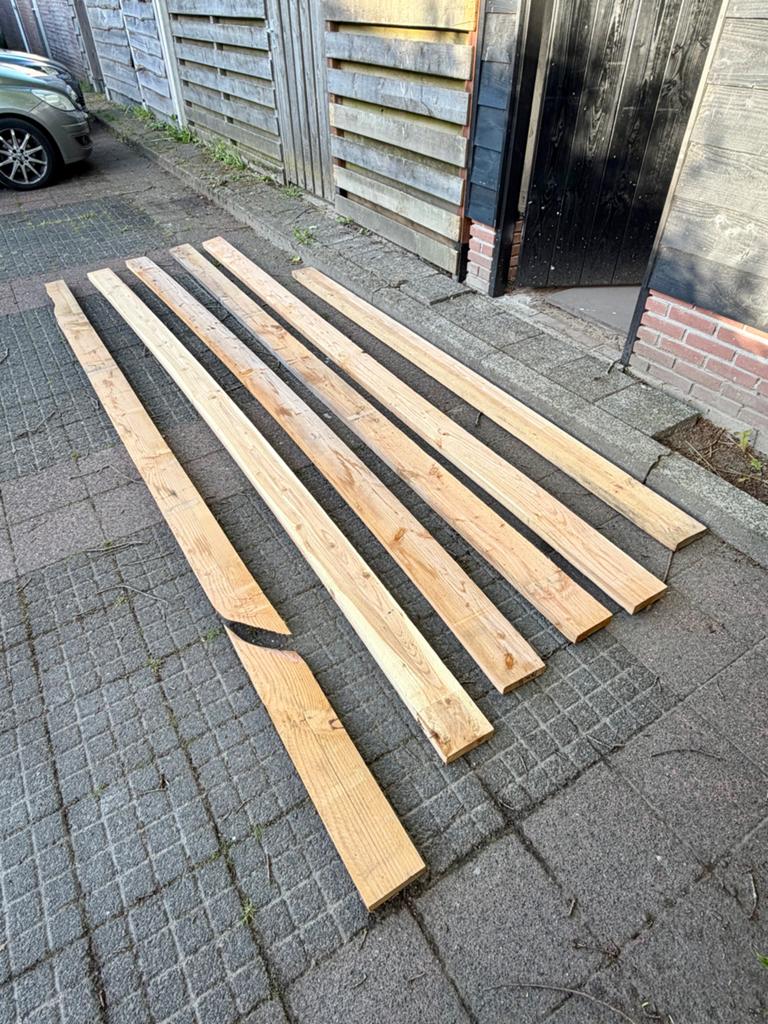 Douglas balken 4,5x15 cm, diverse lengtes, Doe-het-zelf en Verbouw, Hout en Planken, Ophalen, 25 tot 50 mm, Zo goed als nieuw
