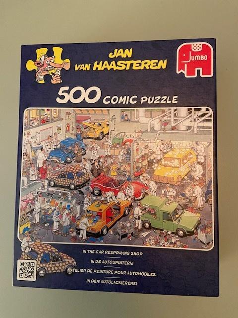 17281 Van Haasteren. In de autospuiterij, 500 stukjes, Ophalen of Verzenden, 500 t/m 1500 stukjes, Zo goed als nieuw, Legpuzzel