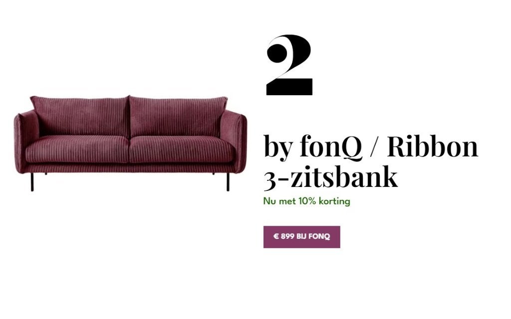 Bank Ribbon Fonq bordeaux/paars Online uitverkocht., Ophalen, Driepersoons, 75 tot 100 cm, Zo goed als nieuw