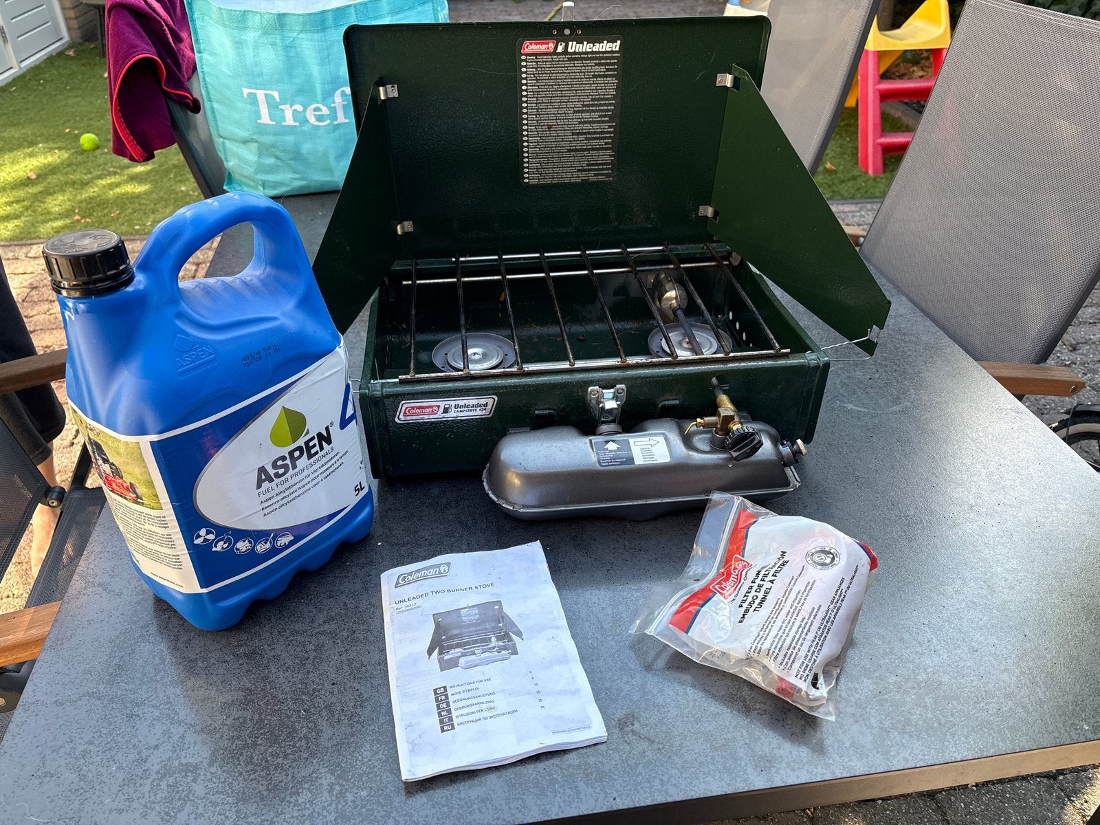 Coleman Benzine Kooktoestel met Aspen 4 Brandstof, Ophalen, Zo goed als nieuw