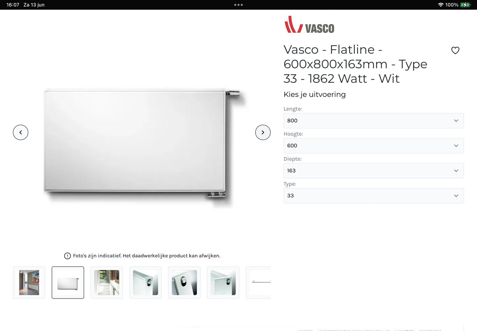 NIEUW: Vasco Flatline 60cm x 80cm x 16,3cm Type 33, Ophalen, 30 tot 80 cm, Radiator, Nieuw