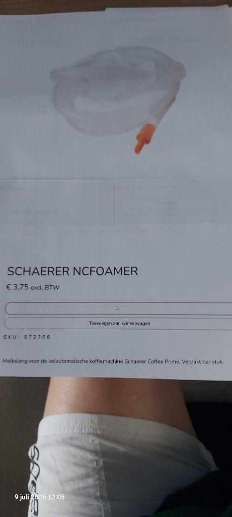 Melkslang voor Schaerer Coffee Prime koffiemachine 62 stuks, Ophalen of Verzenden, Nieuw, Overige merken, Melkaccessoire