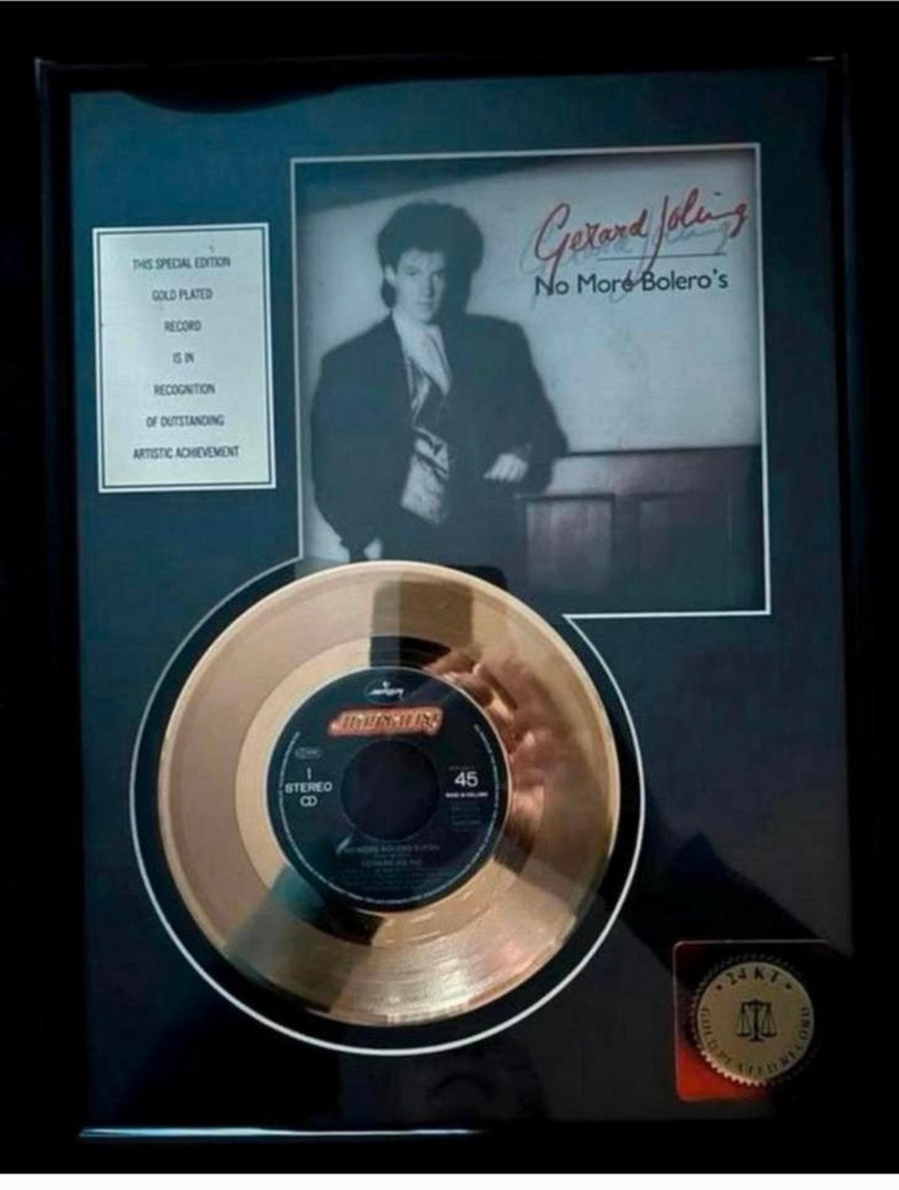 Gerard Joling Gold Plated Single No More Bolero’s, Verzamelen, Ophalen, Gebruikt