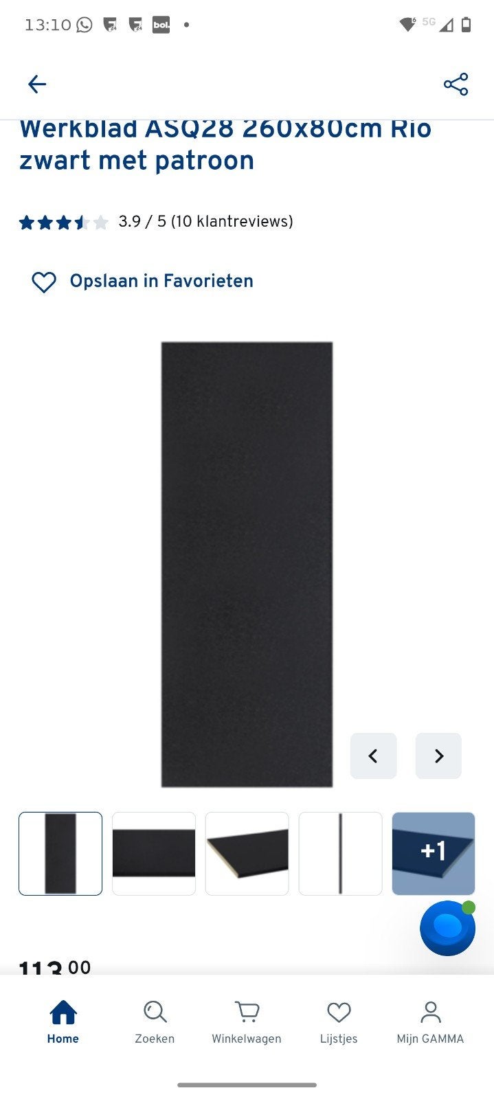 Werkblad voor (bij)keuken - 80x116cm, Ophalen, Overige typen, Nieuw, Zwart