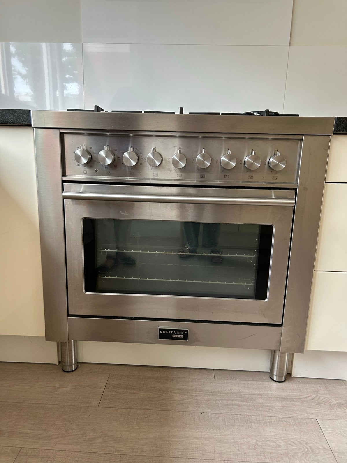 Solitaire oven met 6-pits gasfornuis RVS, Ophalen, Gebruikt, 60 cm of meer, Gas