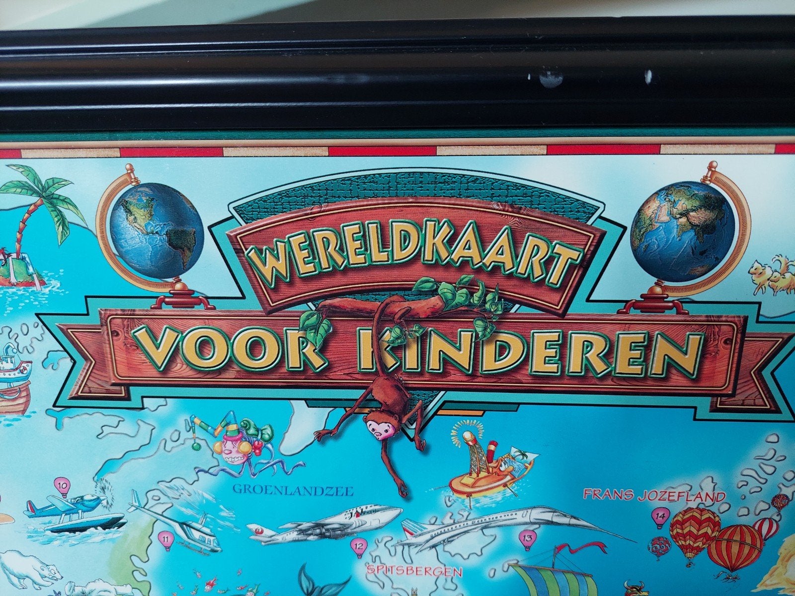 Ingelijste wereldkaart voor kinderen, Ophalen, Zo goed als nieuw