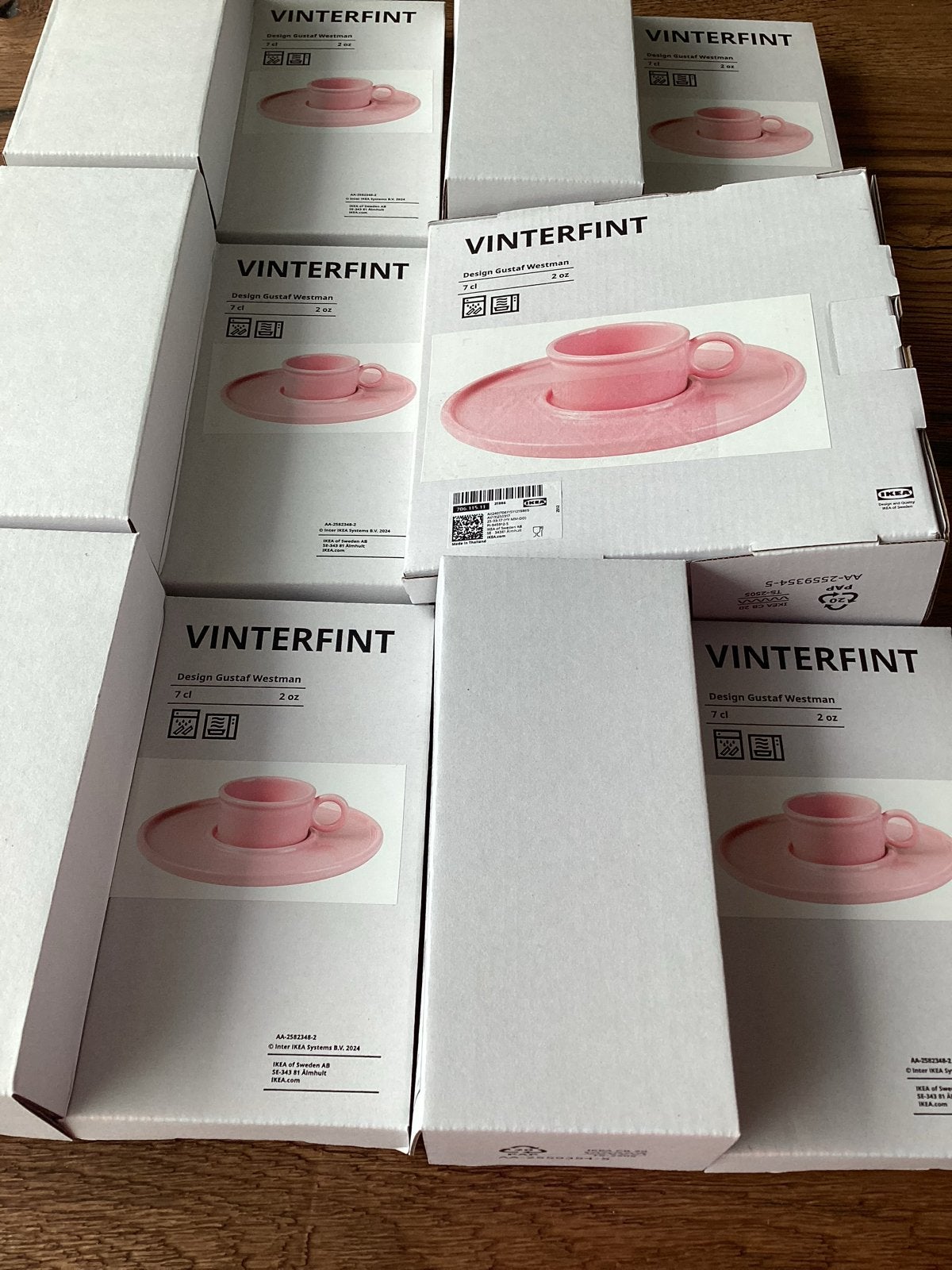 6x IKEA VINTERFINT Kop en Schotel - Roze - Nieuw, Keramiek, Nieuw, Ophalen of Verzenden, Overige stijlen