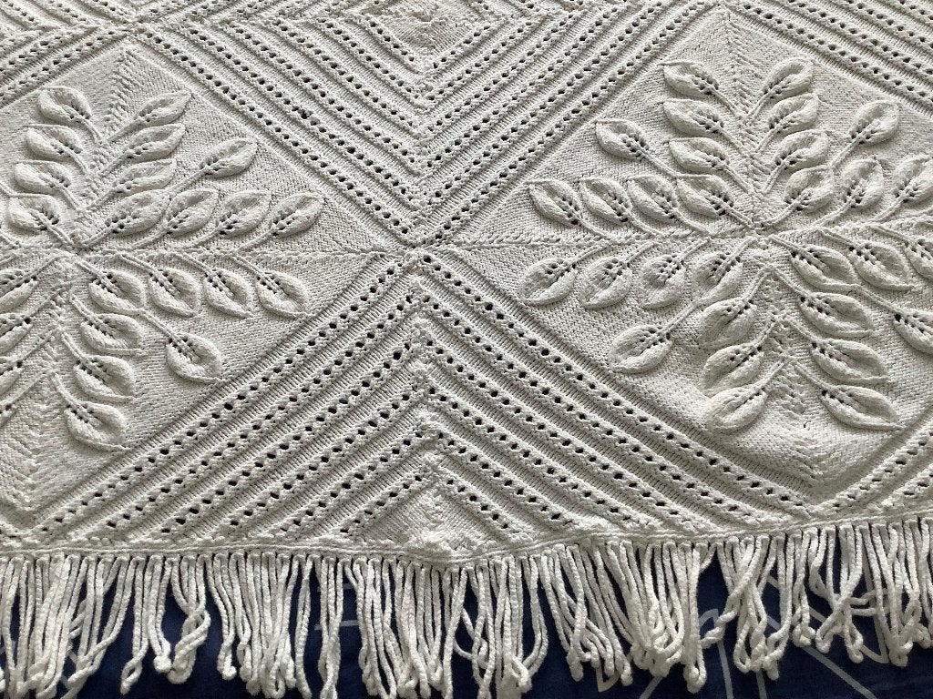 Twee gebreide dekens, katoen, wit, Ophalen of Verzenden