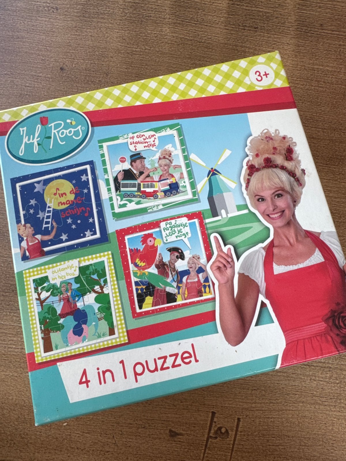 Juf Roos puzzel 4-in-1 - Gratis af te halen, Ophalen of Verzenden, 10 tot 50 stukjes, Gebruikt, 2 tot 4 jaar